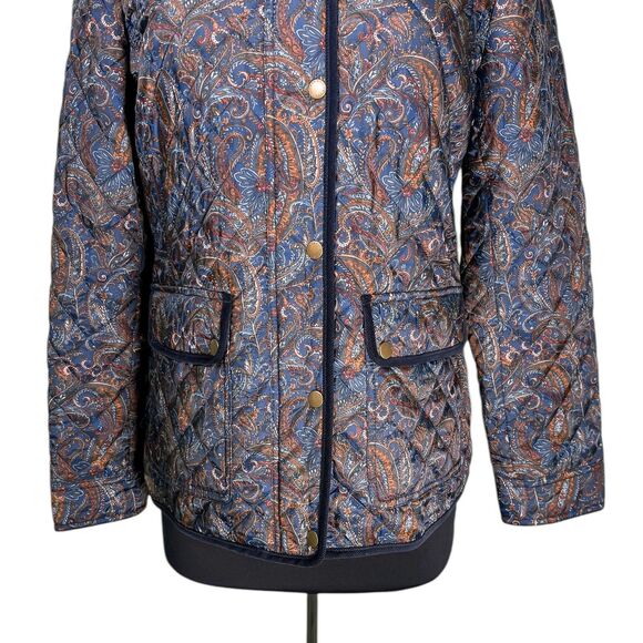 Talbots Womens Coat M Paisley Quilted Corduroy Snap Button Jacket Preppy Classic - Picture 7 of 10
